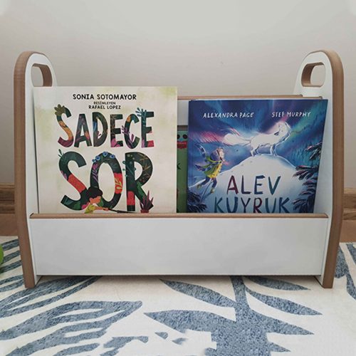 Melis 2 Raflı Kitaplık – Montessori Kitaplık, İki Taraflı Sandık Kitaplık, Çocuklar İçin Kitaplık